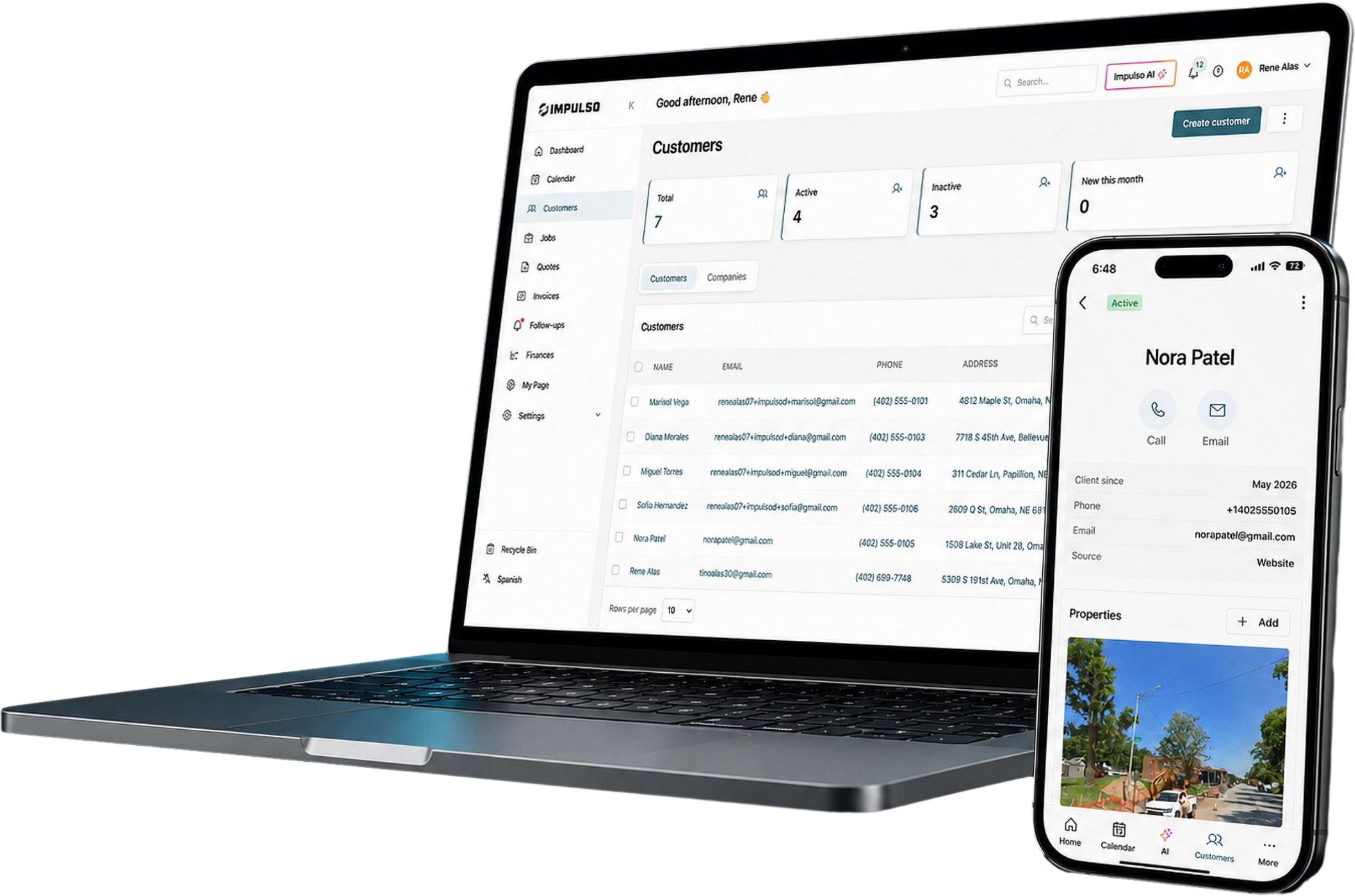 Desktop and mobile customer views in IMPULSO