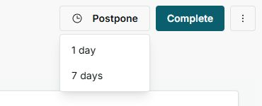 Postpone menu with 1 day and 7 days options