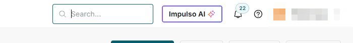 IMPULSO header in English with search, Impulso AI, and notification bell