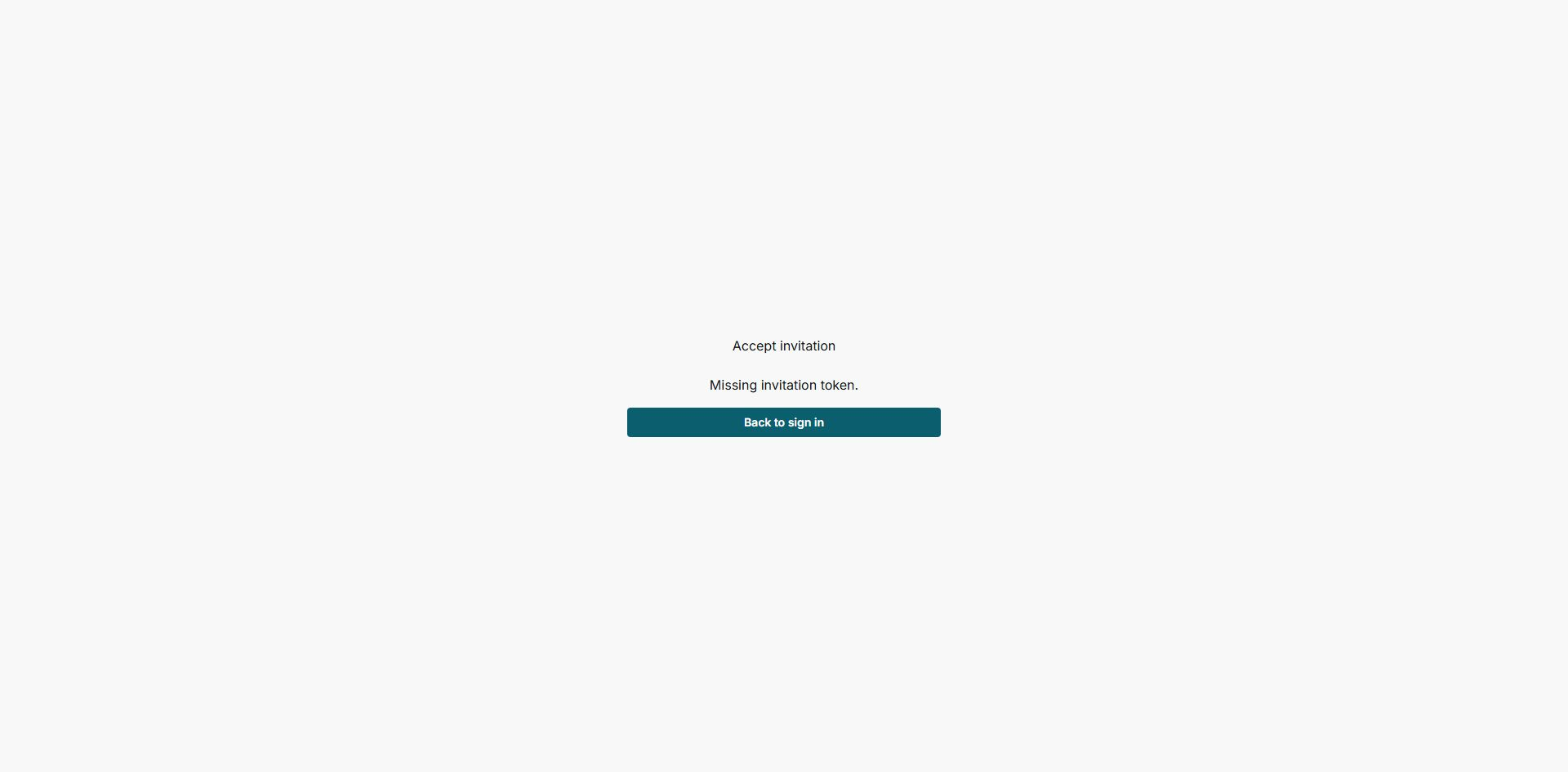 IMPULSO invitation page with missing invitation information in English
