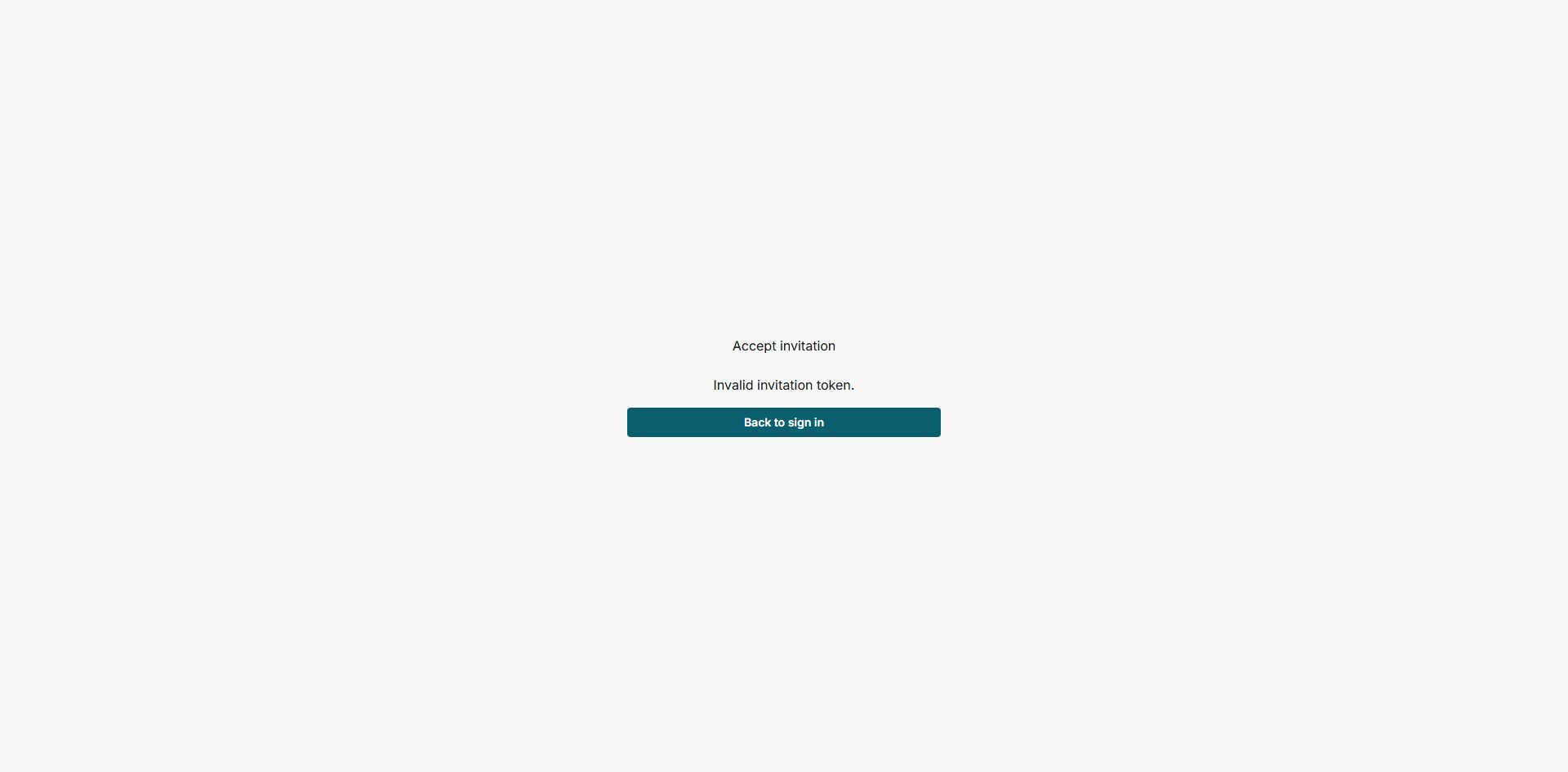 IMPULSO invalid invitation screen in English