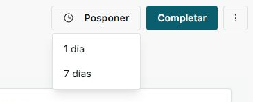 Menú Posponer con opciones 1 día y 7 días