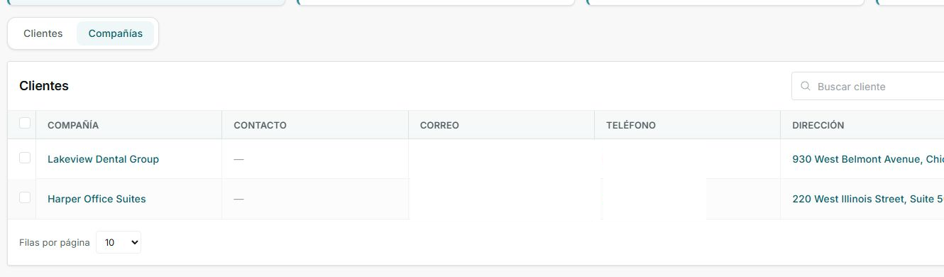 Pesta&ntilde;a Compa&ntilde;&iacute;as en la lista de Clientes