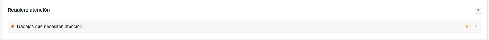 Bloque requiere atención en dashboard