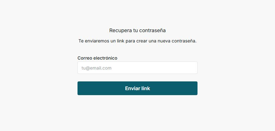 Pantalla de recuperación de contraseña de IMPULSO en español