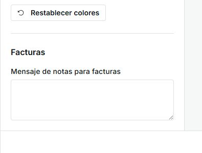 Área de notas de factura para agregar instrucciones de pago