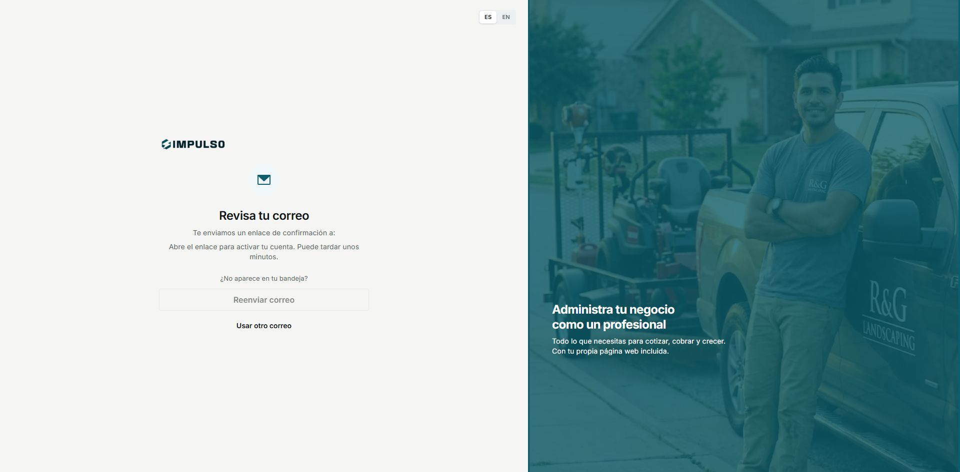 Pantalla Revisa tu correo de IMPULSO en español