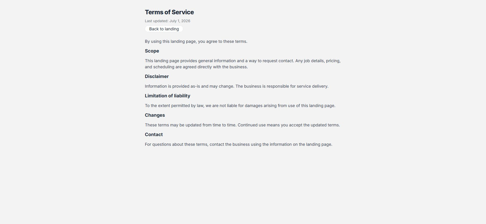 2. Abre Terms of service